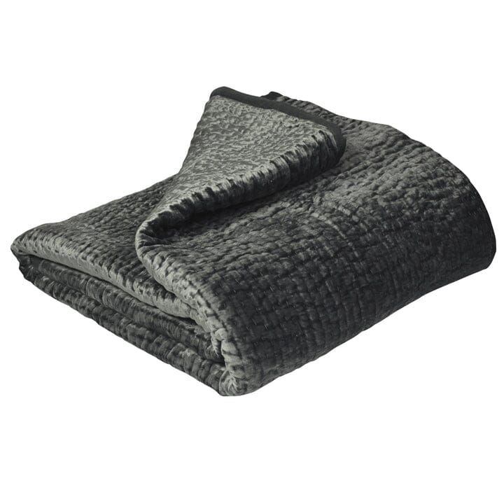 Harvard Graphite Velvet & Linen Bedspread