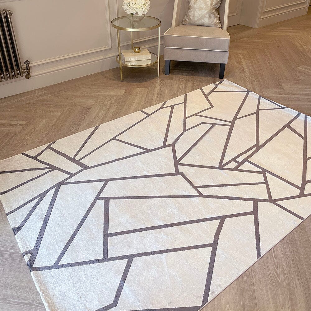 In Stock - Romy Taupe & Chestnut Abstract Patterned Rug - 160 x 230cm