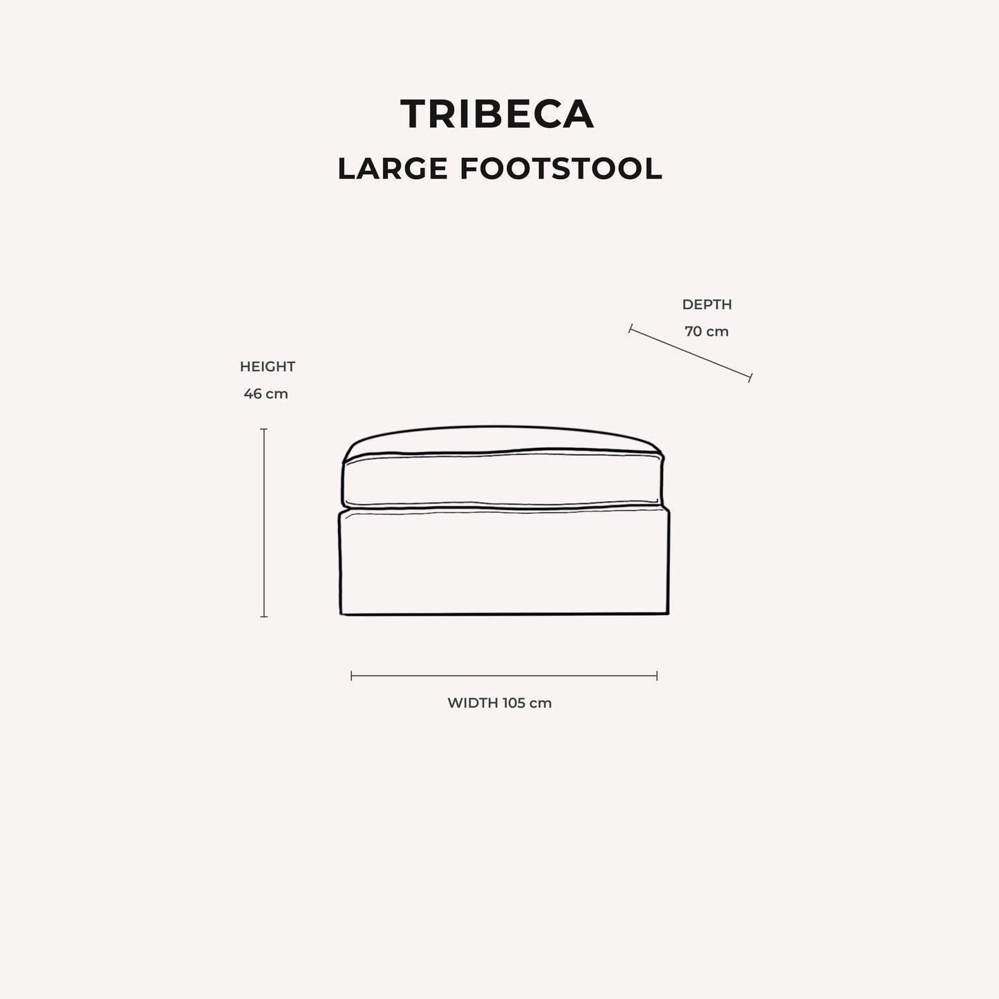 In Stock - Tribeca Cream Velvet Large Footstool