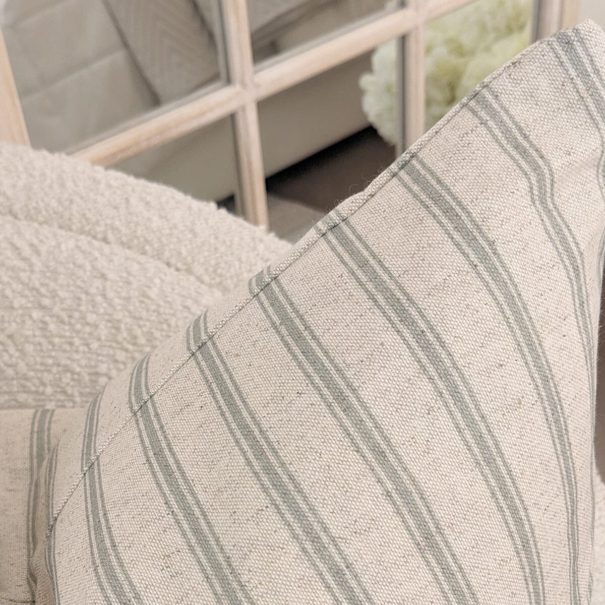 Kashmira Sage Green Striped Cushion - 50x50cm