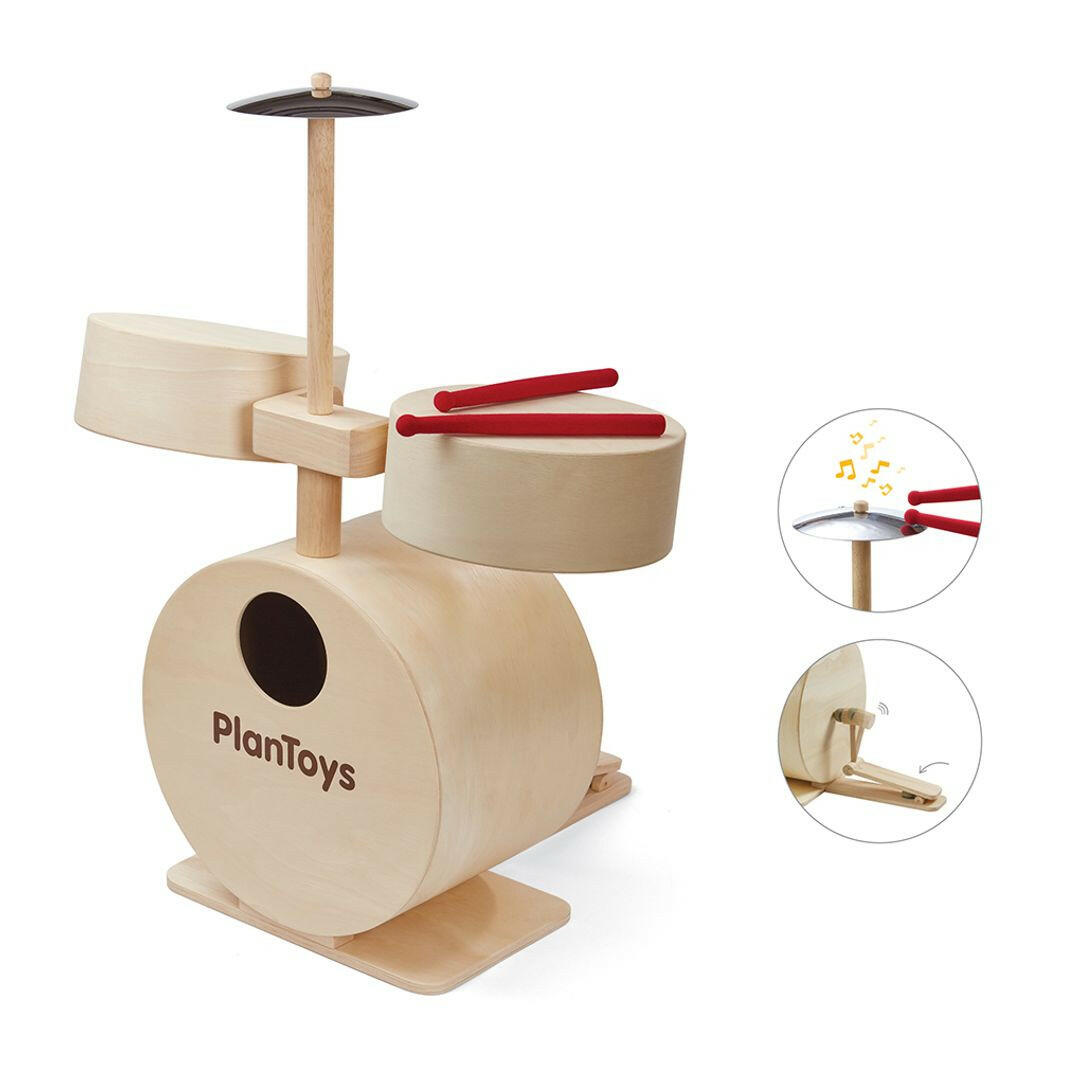 Wooden Drum Set Toy for Toddlers & Children 3+