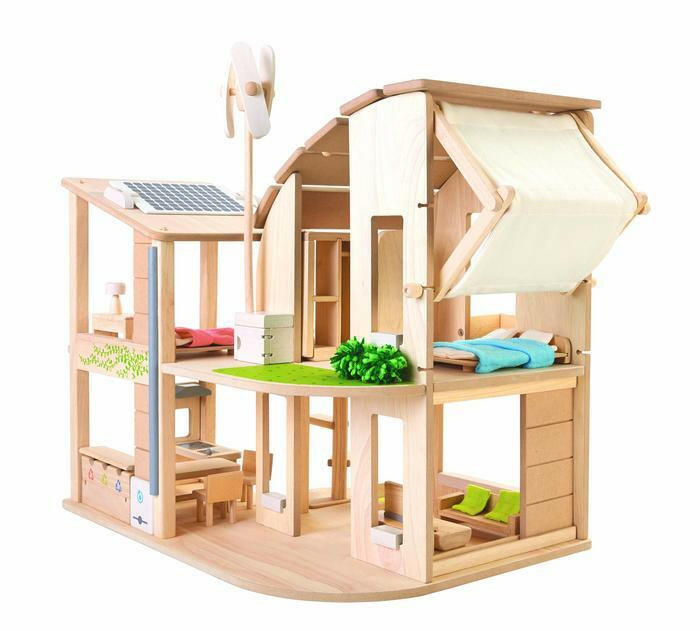 Green Dollhouse with Furniture