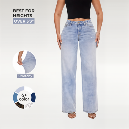 Stretchy Curvy Hugging  Wide Leg Denim Jeans