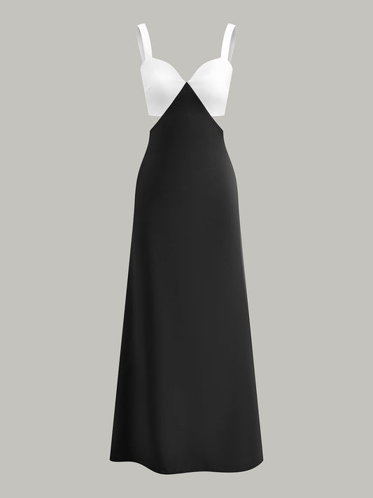 Color Block Cut-Out Waist Dress