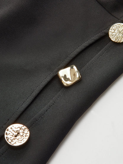 Cut-Out Side Metal Detail Zipper T-Shirt