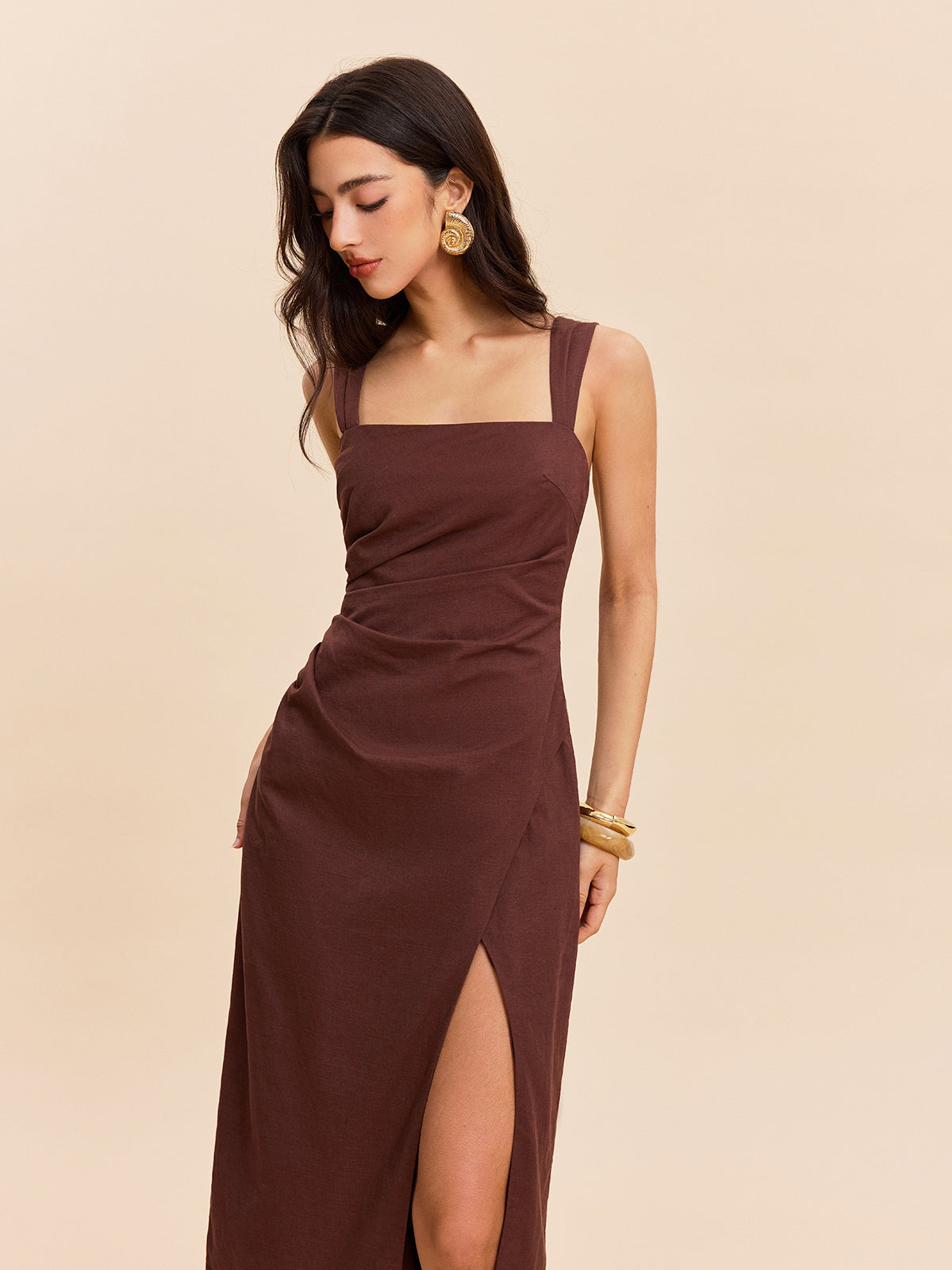 Cotton & Linen Slit Dress