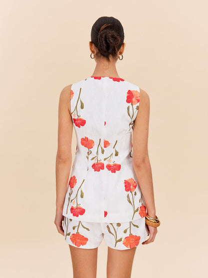 Floral Button-Front Shorts Set