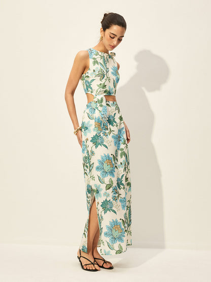 Floral Print Cut-Out Dress