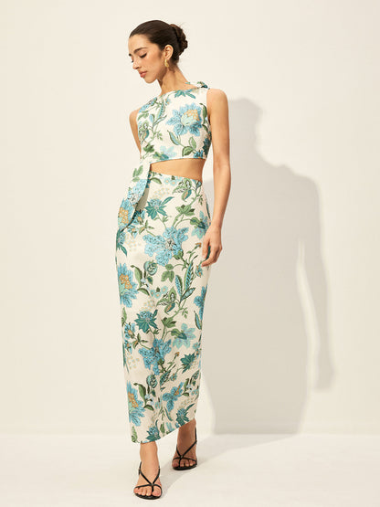 Floral Print Cut-Out Dress