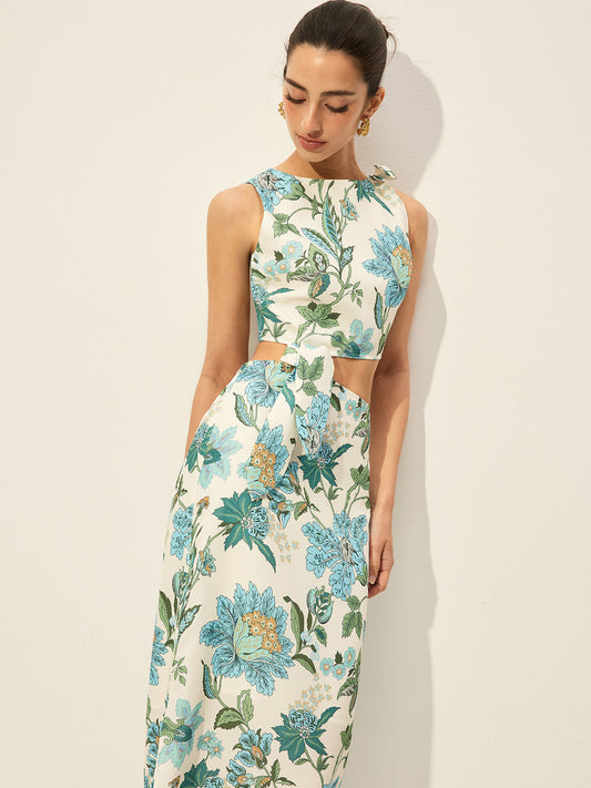 Floral Print Cut-Out Dress