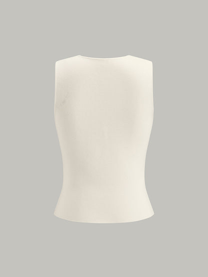 Metal Detail V-Neck Spilt Sweater Vest