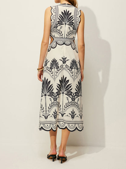 Boho Floral Cut-Out Dress