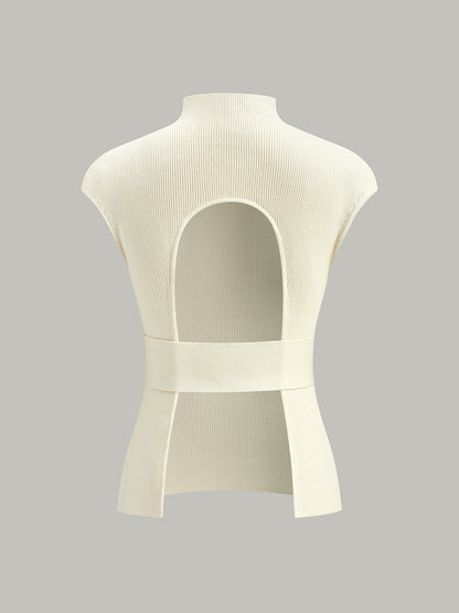 Backless Ribbed Knit Top