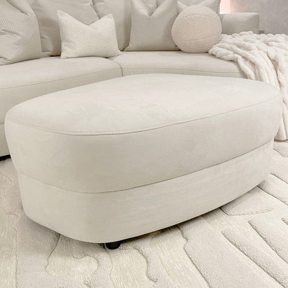 In Stock - Ayla Cream Velvet Curved Footstool