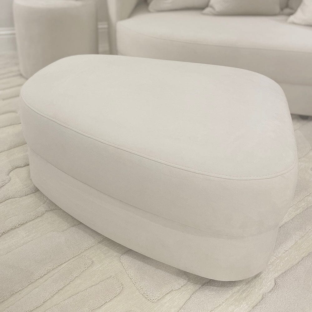 In Stock - Ayla Cream Velvet Curved Footstool