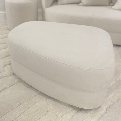 In Stock - Ayla Cream Velvet Curved Footstool