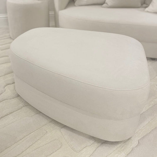 In Stock - Ayla Cream Velvet Curved Footstool