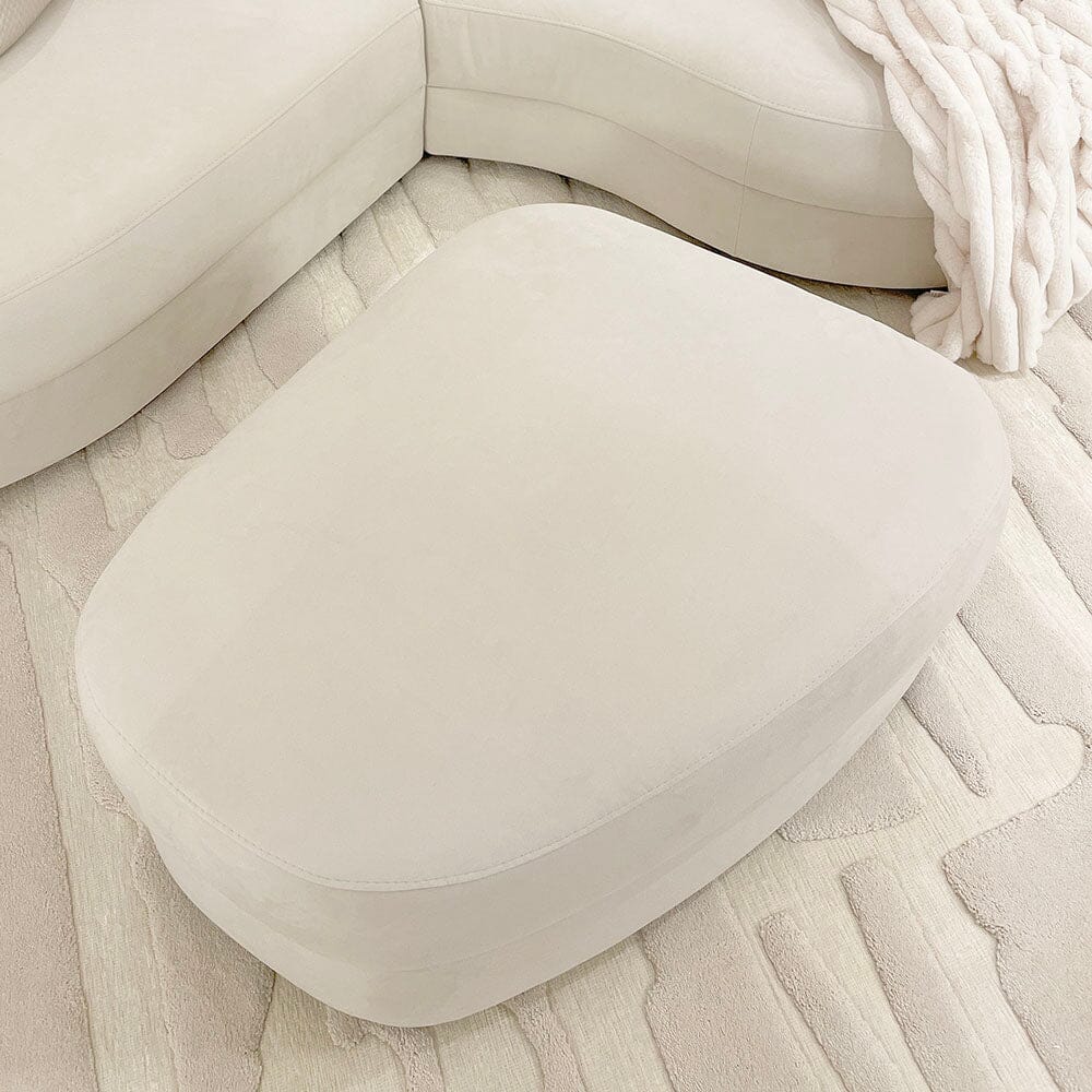 In Stock - Ayla Cream Velvet Curved Footstool