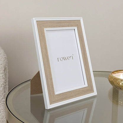 Calista Natural Wooden & White Photo Frame - 4x6"