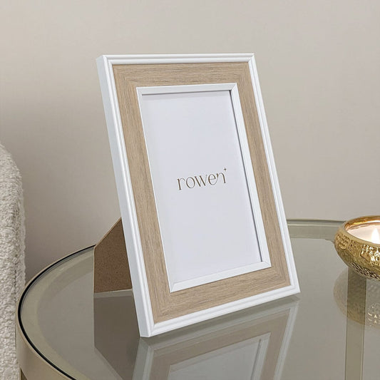 Calista Natural Wooden & White Photo Frame - 4x6"