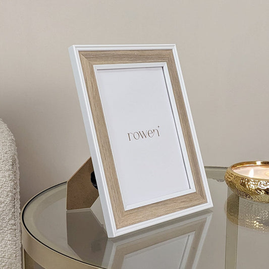 Calista Natural Wooden & White Photo Frame - 5x7"