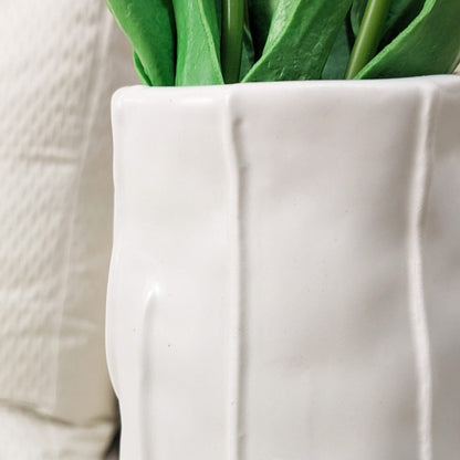 Corazi Petite White Textured Abstract Vase