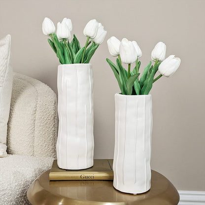 Corazi Petite White Textured Abstract Vase