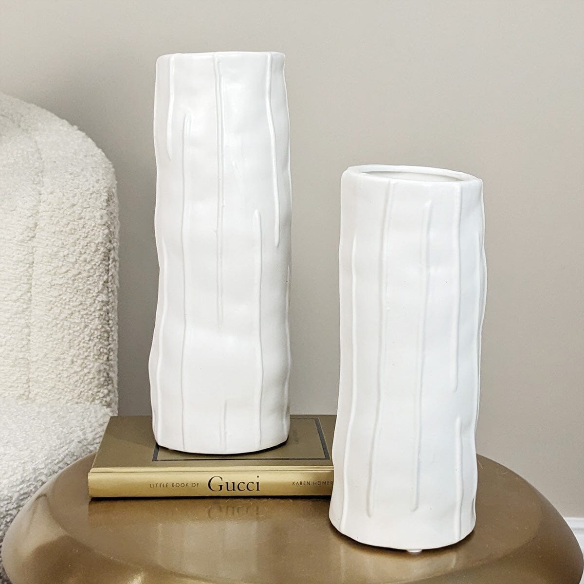 Corazi Petite White Textured Abstract Vase