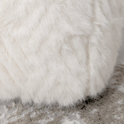 Cream Faux Fur Geometric Door Stop