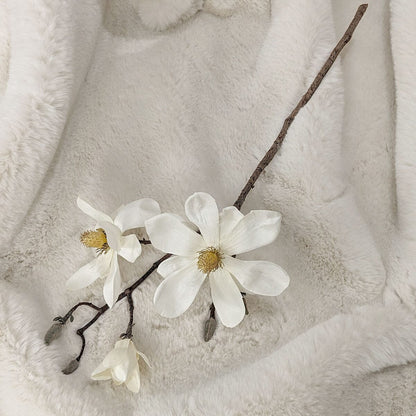 Cream Faux Magnolia Branch Single Stem Floral