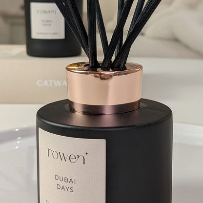 Dubai Days Black & Rose Gold Reed Diffuser - Sandalwood & Amber 120ml