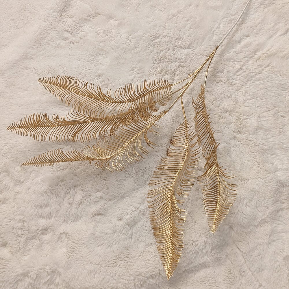 Gold Faux Fern Leaf Single Stem Floral