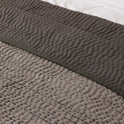 Harvard Graphite Velvet & Linen Bedspread