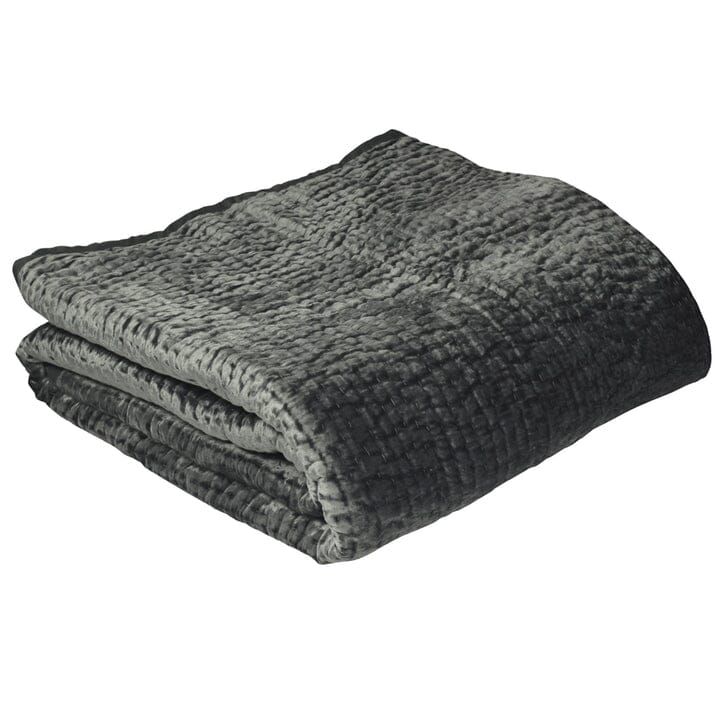Harvard Graphite Velvet & Linen Bedspread