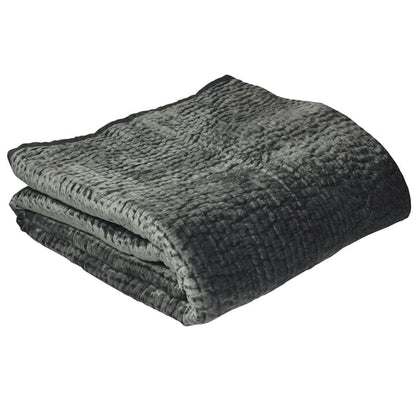 Harvard Graphite Velvet & Linen Bedspread
