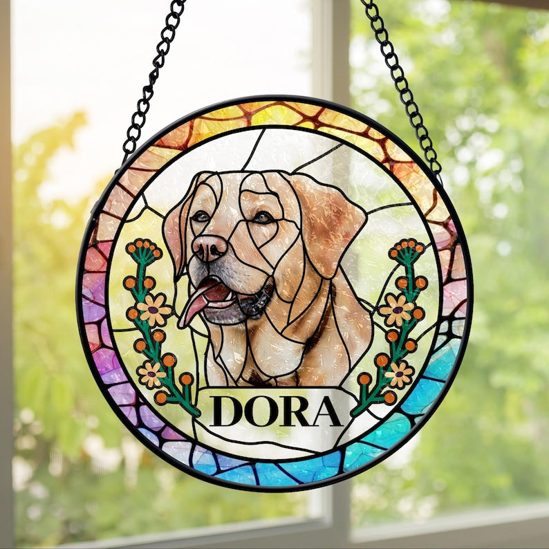 Custom Pet Portrait Stained Glass Suncatcher