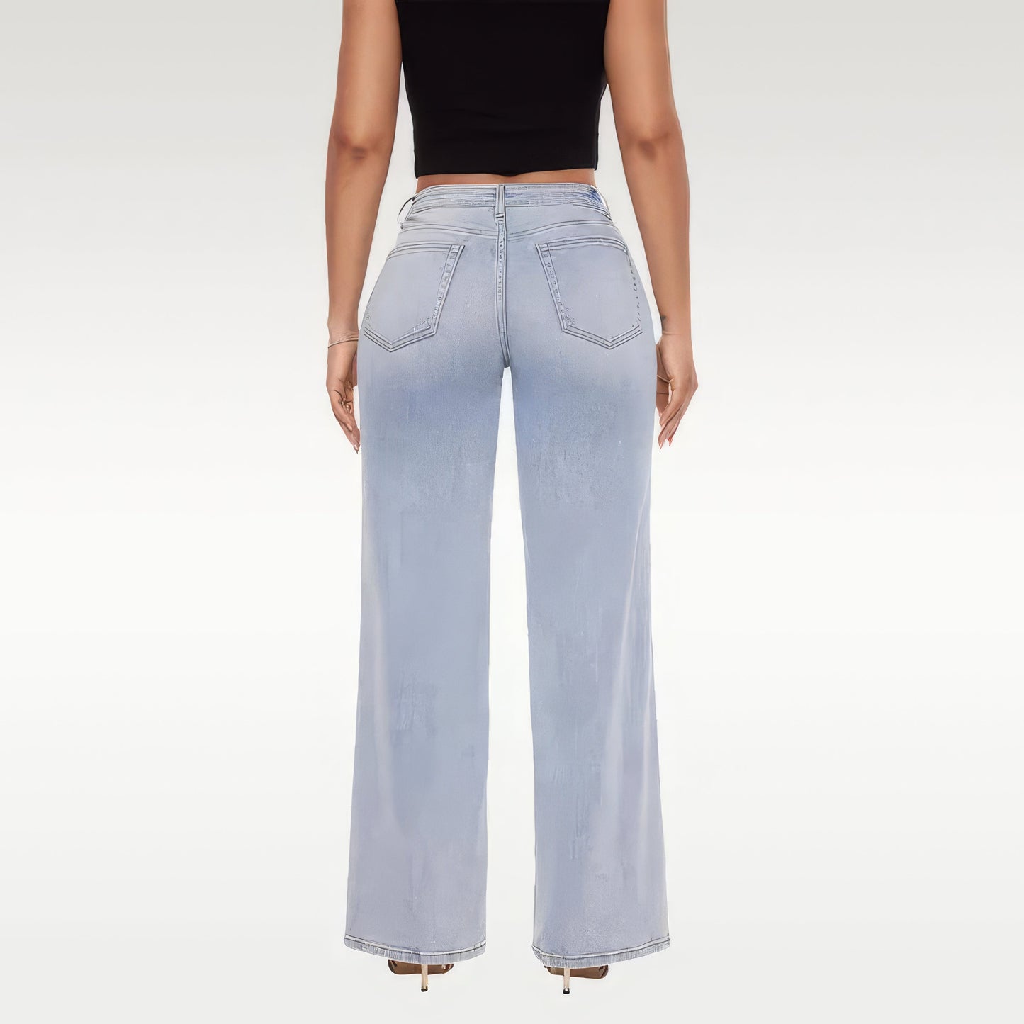 Stretchy Curve Hugging  Wide Leg Denim Jeans