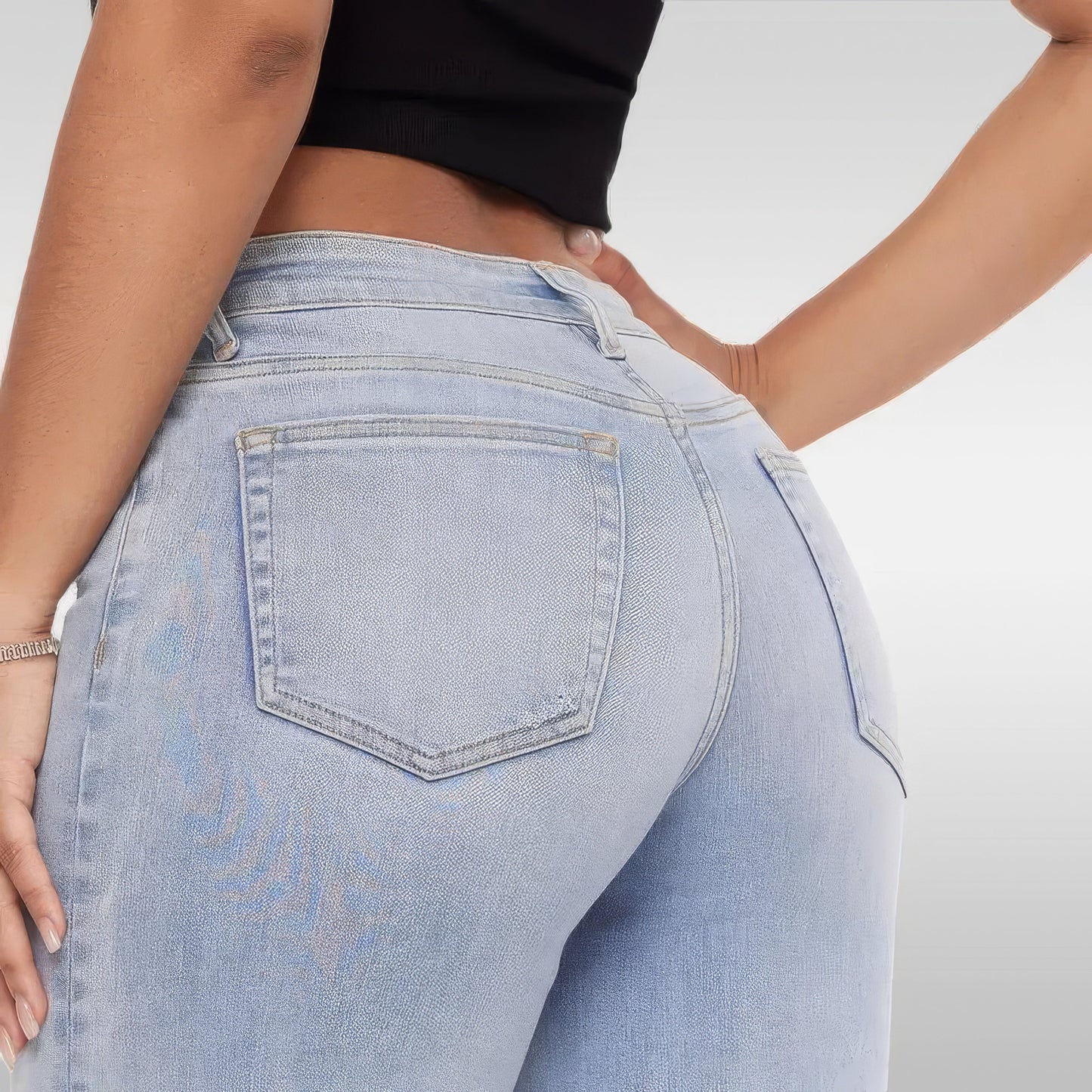 Stretchy Curvy Hugging  Wide Leg Denim Jeans