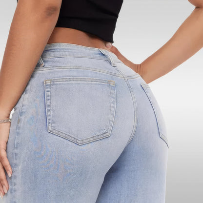 Stretchy Curvy Hugging  Wide Leg Denim Jeans
