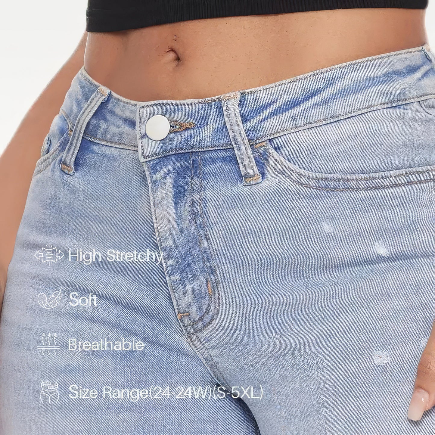 Stretchy Curvy Hugging  Wide Leg Denim Jeans