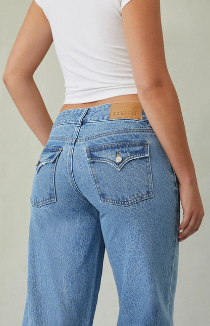 Casey Low Rise Baggy Jeans Double Button