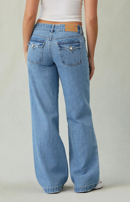 Casey Low Rise Baggy Jeans Double Button