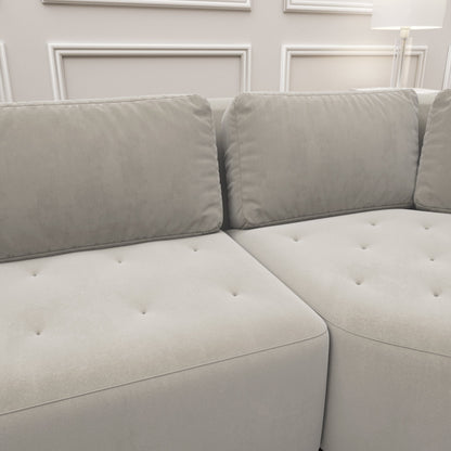 In Stock - Cuddle XL Luxury Mist Grey Velvet Angled U Shape Sofa