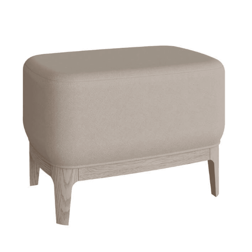 In Stock - Dahlia Mushroom Fabric Stool with Lightwash Wood Legs