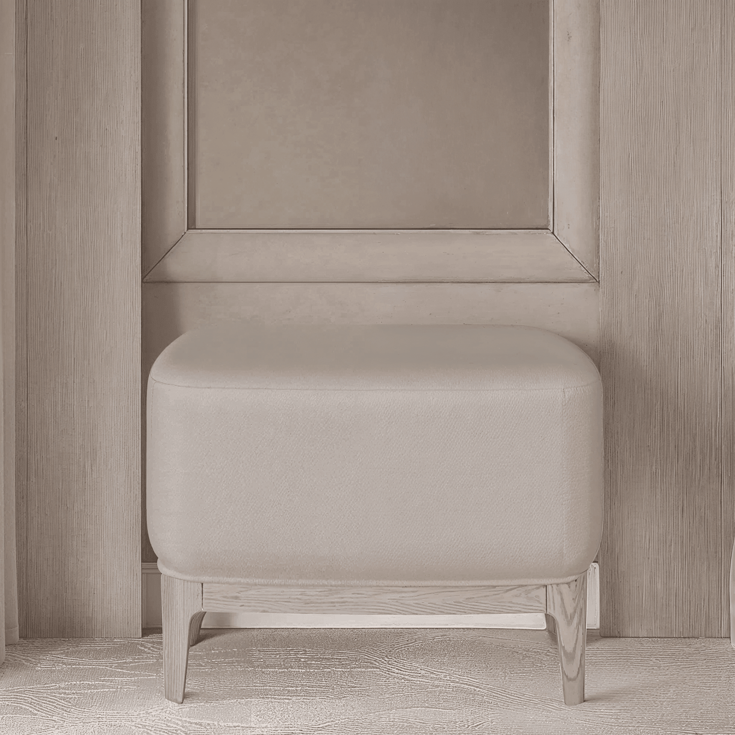 In Stock - Dahlia Mushroom Fabric Stool with Lightwash Wood Legs