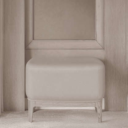 In Stock - Dahlia Mushroom Fabric Stool with Lightwash Wood Legs