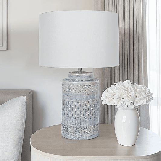 In Stock - Edita Blue & White Ceramic Table Lamp