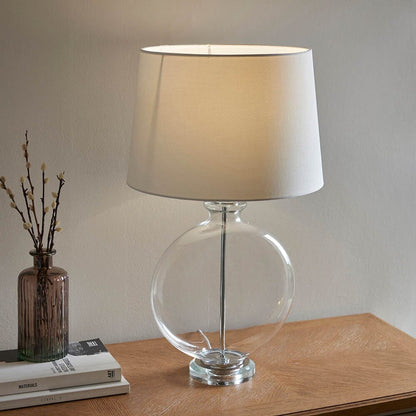 In Stock - Hiero Glass & Silver Table Lamp