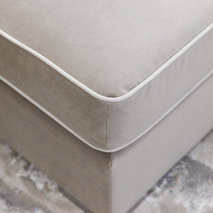 In Stock - Olivia Mink Premium Large Sofa Footstool with Bone Piping