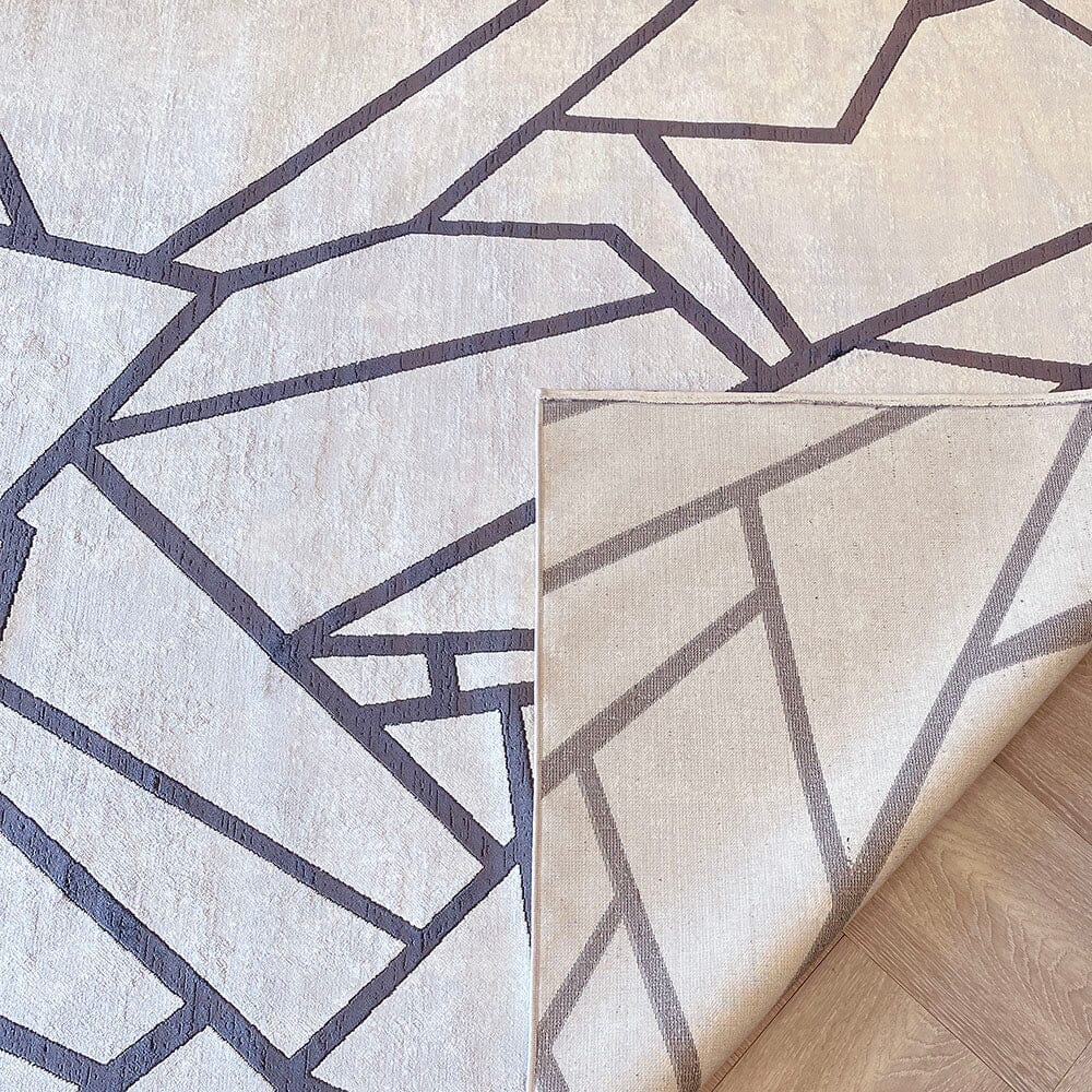 In Stock - Romy Taupe & Chestnut Abstract Patterned Rug - 160 x 230cm